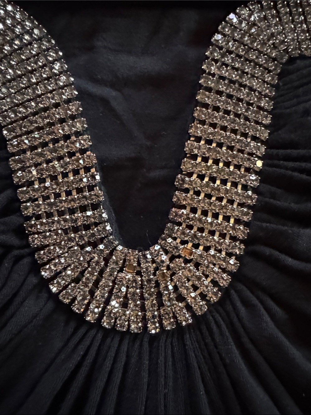 Sky Black Strapless Dress with Rhinestone V Detail - Picture 3 of 5